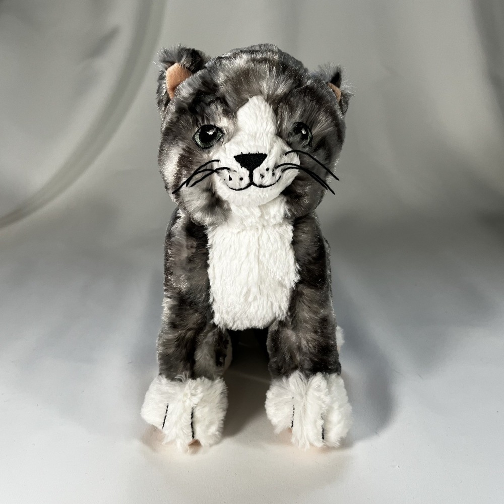 IKEA Lilleplutt Tabby Cat Plush Gray White Tabby Striped Kitten Toy 9 inch